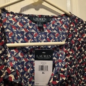 Lauren Ralph Lauren Geometric Print Blouse - XL- NWT